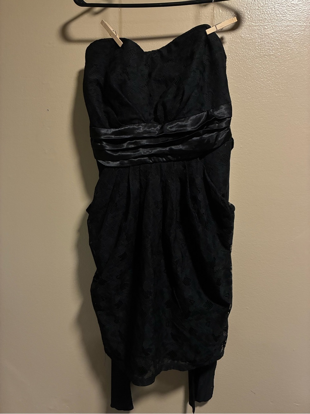 Wishes Wishes Wishes Strapless Black Cocktail Dress with Satin Waistband